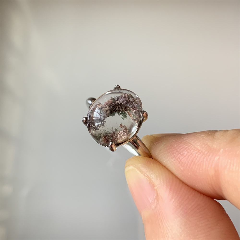 Healing Crystal Set - Natural Lodolite Quartz Women Rings Garden