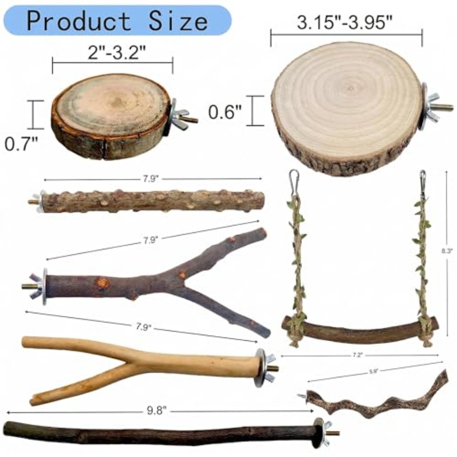 8PCS natural wood bird perches - Health & Wellness Fairs recension och pris