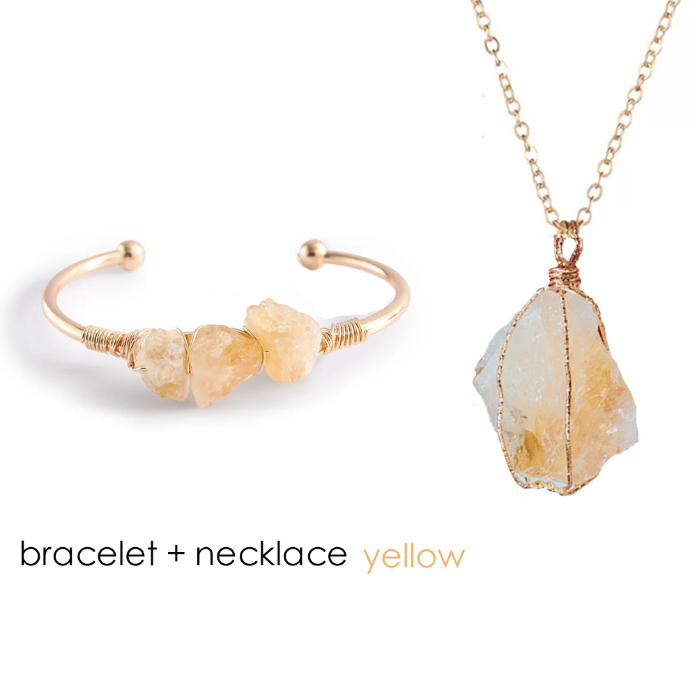 Natural Stone Open Cuff Bangle - Healing Crystal Set recension och pris